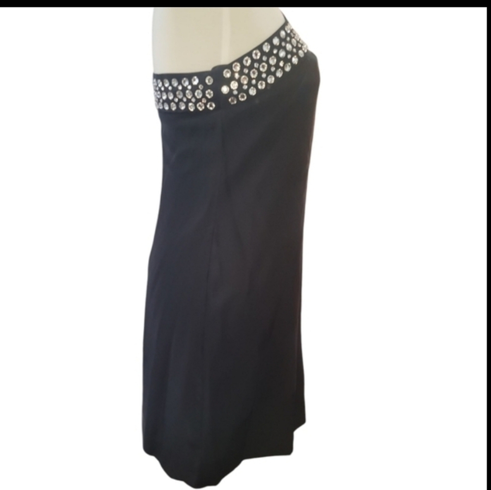 Anthropologie Corey Lynn Calter Black Silk One-Shoulder Rhinestone Mini Dress 6 - Picture 4 of 7